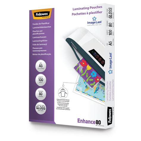 Fellowes 100 Pochettes De Plastification A5 154 X 216 Mm 80