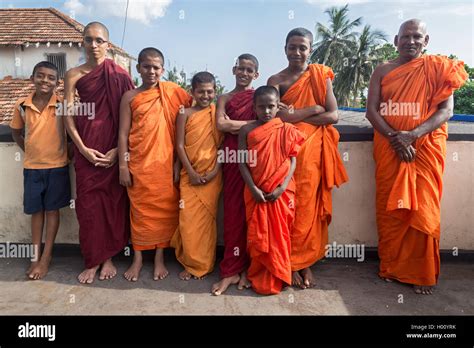 Galle Sri Lanka March 9 2014 Group Of Buddhist Monks Wearing