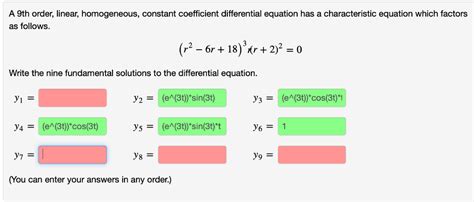 Solved A Th Order Linear Homogeneous Constant Chegg