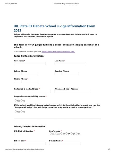 Fillable Online UIL Speech Debate Judge Interest Form Fax Email Print