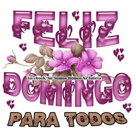 The Words Feliz Domingo Para Todos With Pink Flowers And Hearts