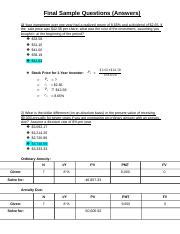 FIN300 Final Sample Answers 1 Docx Final Sample Questions Answers 1