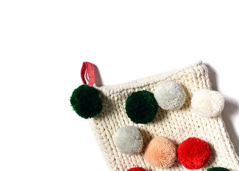 Knit Christmas Stocking With Pom Poms | Coton Colors