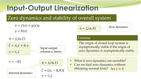 Ncs 29 Internal Dynamics Zero Dynamics And Example Of Input