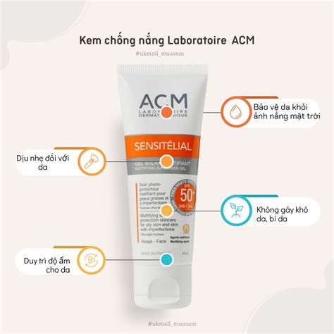 Kem chống nắng Acm Sensitelial Sunscreen SPF 50 40ml cho da thường và