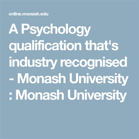 A Psychology Qualification Thats Industry Recognised Monash