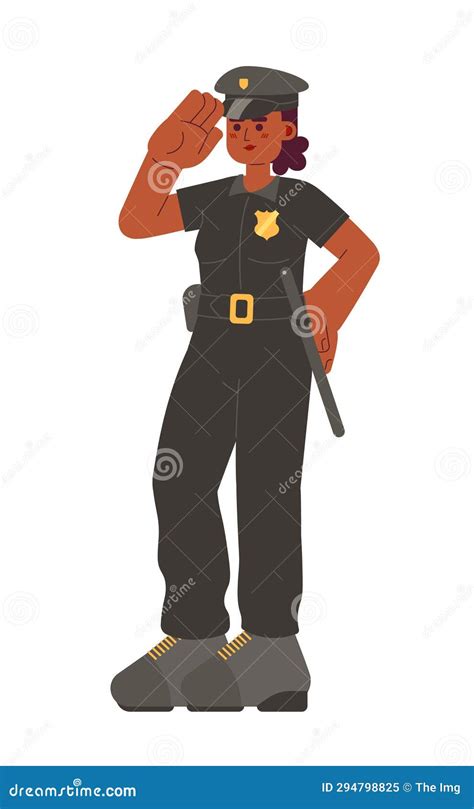 Saluting Policewoman Cartoon Colored Clipart Vector Illustration