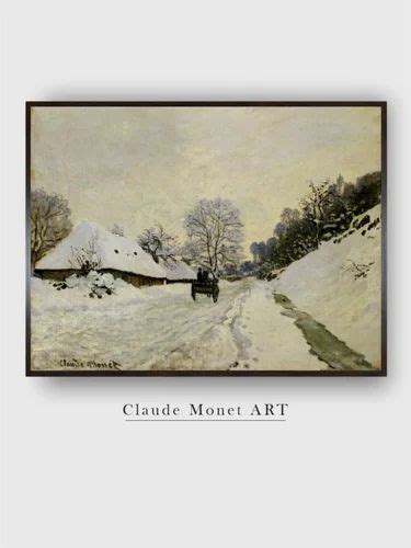 Modern Matte Cream Coloured Grey A Cart On The Snowy Road Canvas At