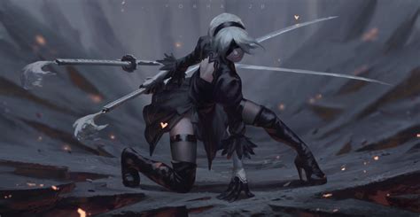 Wallpaper : Nier Automata, Z W Gu, digital art, warrior girls, Android ...