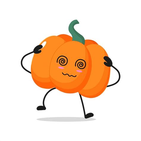 Lindo Personaje De Calabaza Mareada Emoticon De Dibujos Animados