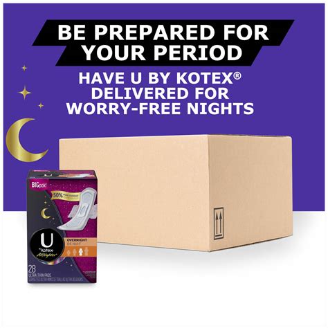 U By Kotex Allnighter Ultra Thin Overnight Pads With Wings Unscented 40 Count