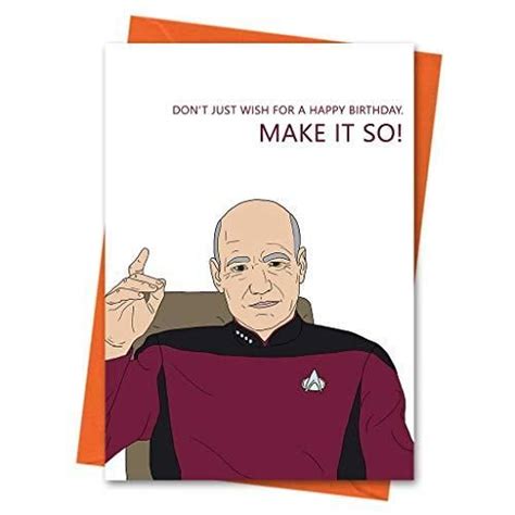 Star Trek Birthday Card Funny Birthday Card Captain Picard Card