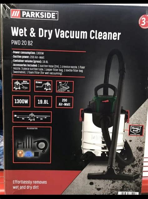 Parkside 20L Wet Dry Vacuum Cleaner PWD 20 B2 1300w 2 Day Delivery