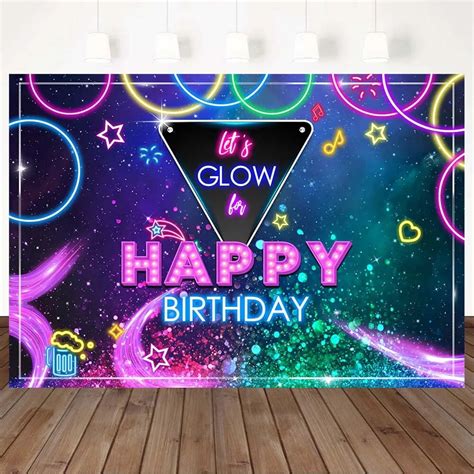 Glow In The Dark Neon Lights Birthday Party Photography Backdrops Retro