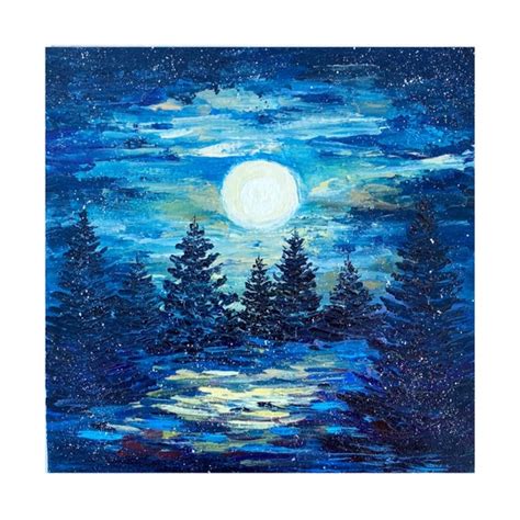 Painting Moon Painting Sky Art Night Landscape Could Artwork Original