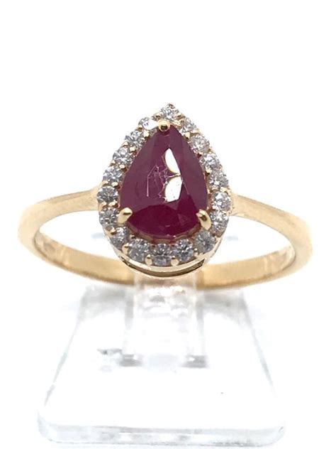 Carats Or Jaune Bague Ct Rubis Diamants Catawiki