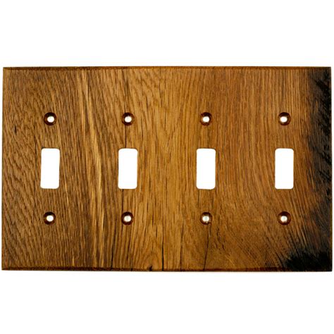 Oak Reclaimed Wood Wall Plate 4 Gang Light Switch Cover Plate