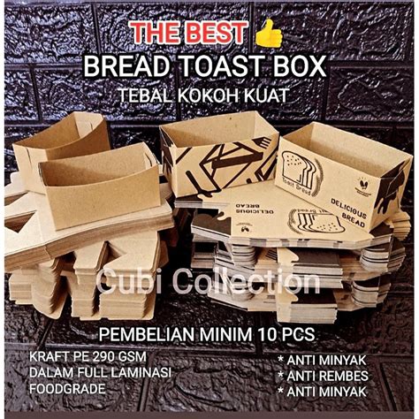 Jual BREAD TOAST BOX DUS KOTAK TRAY ROTI BAKAR SANDWICH KRAFT LAMINASI