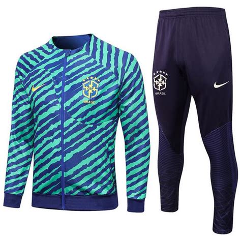 Brazil World Cup Green Blue Training Suits Jacket Trouser