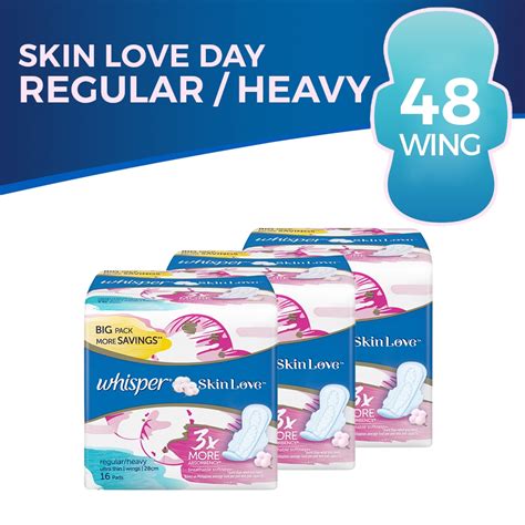 Whisper Skin Love Daynight Ultra Slim 16 Pads Sanitary Napkin 28cm