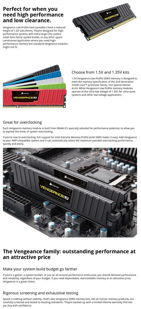 Corsair Vengeance Lp 16gb Kit 2x8gb Ddr3 1600 C9 Ple Computers