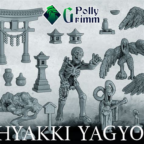 3D Printable Night Parade of One Hundred Demons. Japanese folklore set ...