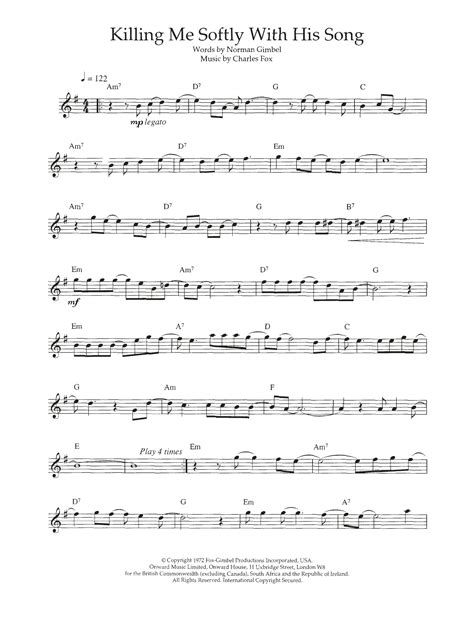 The Fugees "Killing Me Softly With His Song" Sheet Music Notes ...