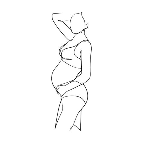 Premium Vector Pregnant Woman Continuous Line Art