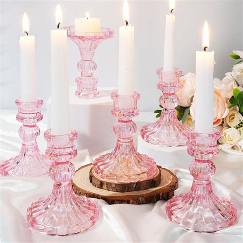 Maxcheck Set Of Clear Candlestick Holders Taper Glass Candle Holder