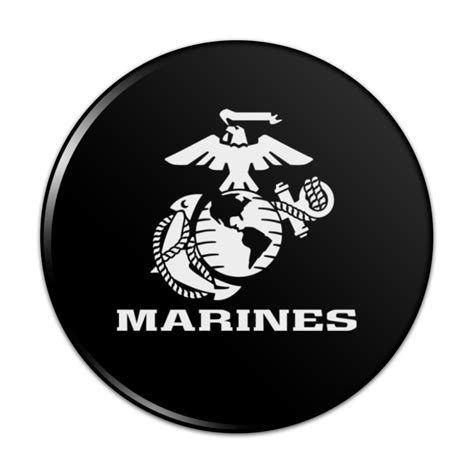 Marines Text USMC White Logo on Black Officially Licensed Pinback ...