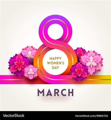 8 March International Womens Day Greeting Card Vector Image