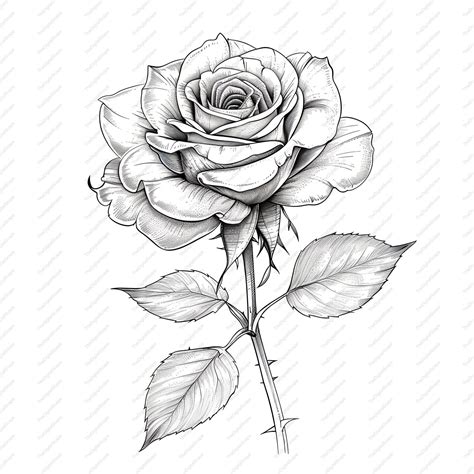 Pencil Sketch Rose Clipart 10 High Quality Jpgs, Scrapbooks, Digital ...