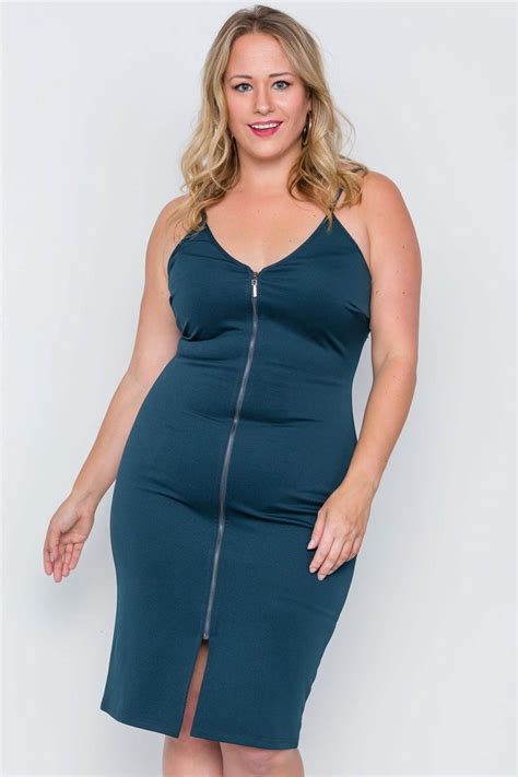 Plus Size Hunter Green Ribbed Cami Bodycon Dress Reids Boutique