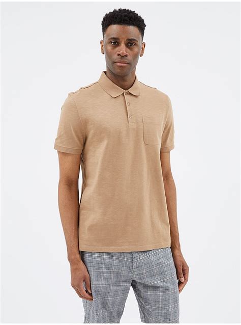 Camel Textured Polo Top Men George At Asda