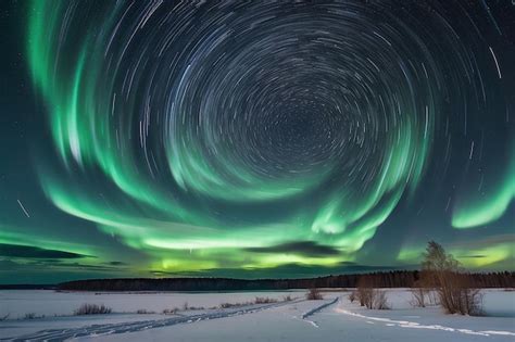 Los senderos de estrellas de astrofotografía alrededor de la estrella