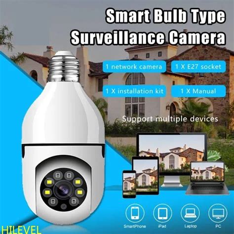 2022 1080P 360 Rotate Auto Tracking Panoramic Camera Light Bulb