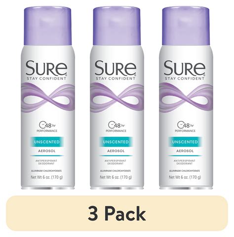 3 Pack Sure Anti Perspirant Deodorant Spray Unscented Women 6 Oz