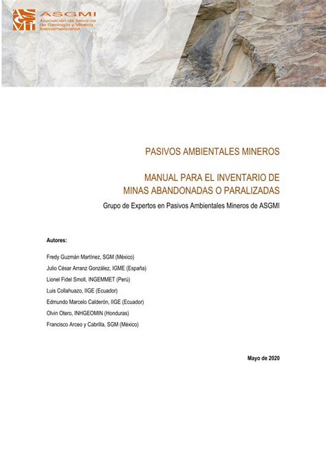 Pdf Pasivos Ambientales Mineros Manual Para El Inventario