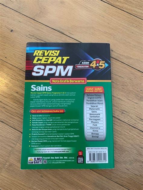 Buku Rujukan Sains Ting Revisi Cepat Spm Ilmu Bakti Hobbies