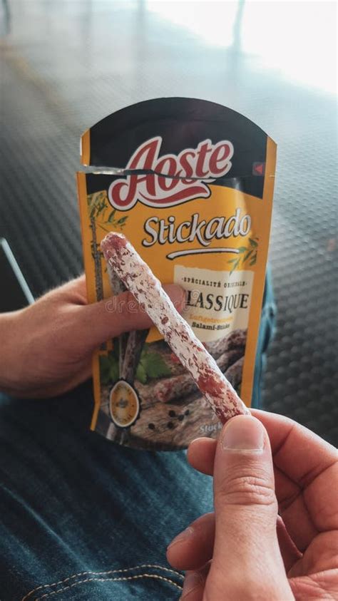 Aoste Sausage Stickado Meat Snacking Salami Sticks Editorial Image