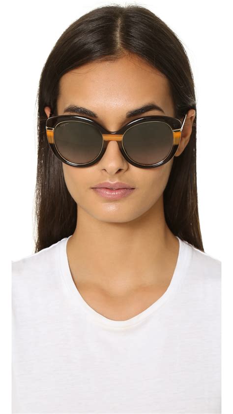 Lyst Ferragamo Cat Eye Sunglasses In Brown