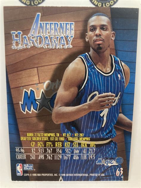 1996 SkyBox Z Force 63 Anfernee Hardaway Near Mint Or Better EBay