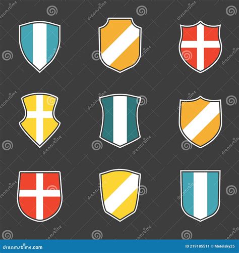 Shields Set. Vector Illustration of Different Shields Shape Stock ...