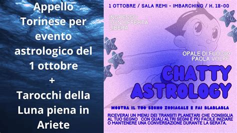 Evento Astrologico Di Domenica 1 Ottobre A Torino Tarocchi Della