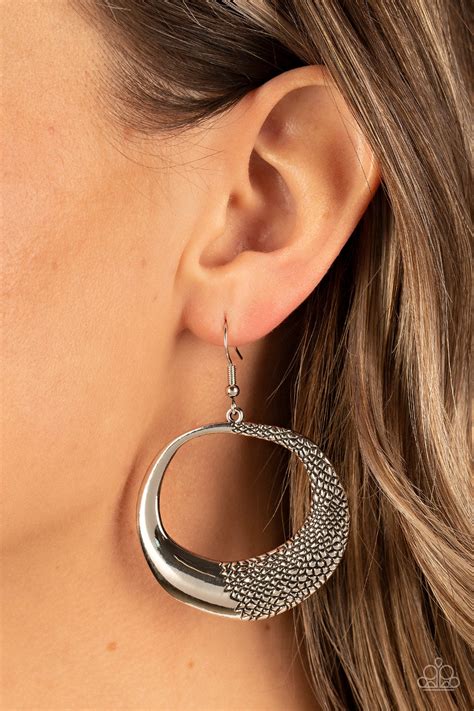 Downtown Jungle Silver Earrings Paparazzi Accessories Bedazzle Me Pretty Mobile Fashion