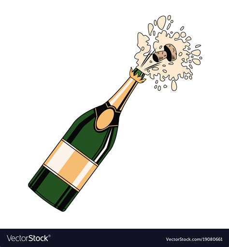 Champagne Bottle Open Pop Art Royalty Free Vector Image