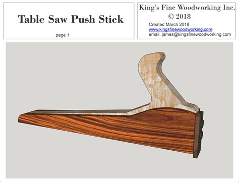 Table Saw Push Stick Measured Drawing ~ FREE – King's Fine Woodworking Inc