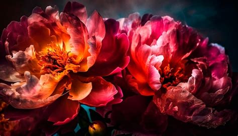 Premium Ai Image A Close Up Of Two Pink Peonies With The Word Peonies