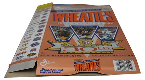 Super Bowl 30th Anniversary Wheaties Box Flattened Starr Bradshaw