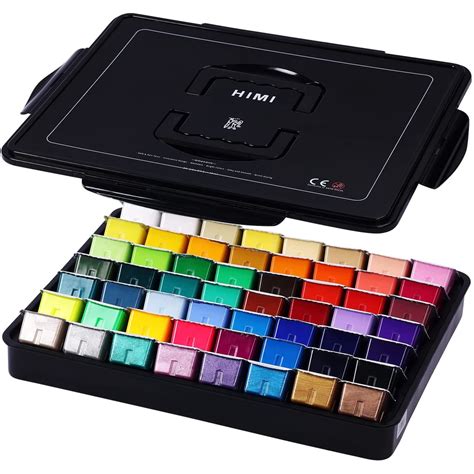 HIMI Gouache Paint Set 56 Colors X 30ml Include 8 Metallic And 6 Neon